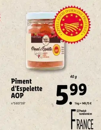 Lidl Piment d'espelette AOP offre