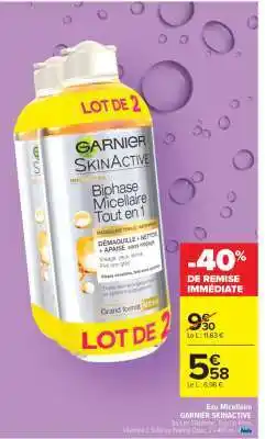 Carrefour Eau Micellaire Garnier Skinactive offre