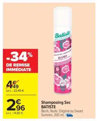Carrefour Shampooing Sec Batiste offre