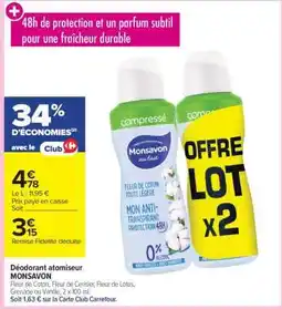 Carrefour Déodorant Atomiseur Monsavon offre