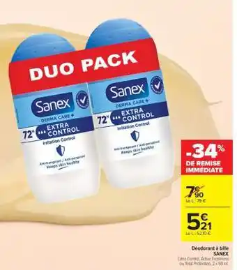 Carrefour SANEX Déodorant à bille offre