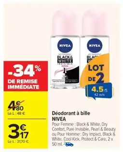 Carrefour Déodorant à bille NIVEA offre