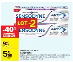 Carrefour Dentifrice Lot de 2 SENSODYNE offre