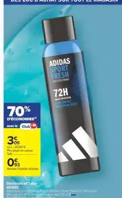 Carrefour Déodorant et Spray ADIDAS offre