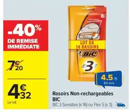 Carrefour Rasoirs non rechargeables BIC offre