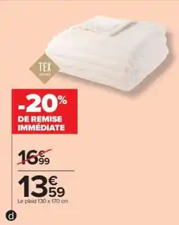 Carrefour Le plaid 130 x 170 cm offre