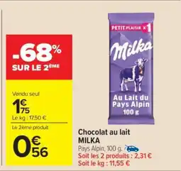 Carrefour Market Chocolat au lait Milka offre
