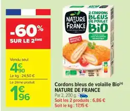 Carrefour Market Cordons bleus de volaille Bio Nature de France offre