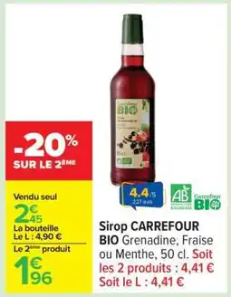 Carrefour Sirop CARREFOUR BIO offre
