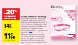 Carrefour Market Lampe frontale USB running offre