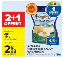Carrefour Market Parmigiano Reggiano râpé A.O.P offre
