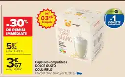 Carrefour Market Capsules compatibles DOLCE GUSTO COLUMBUS offre