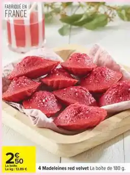 Carrefour 4 Madeleines red velvet offre