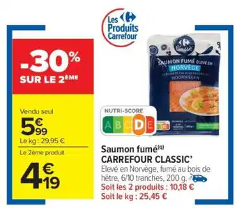 Carrefour Market Saumon fumé CARREFOUR CLASSIC' offre