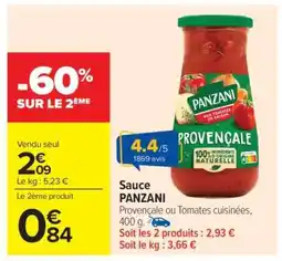 Carrefour Market Sauce PANZANI offre