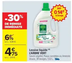 Carrefour Market Lessive liquide L'ARBRE VERT offre