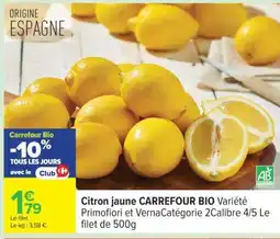 Carrefour Citron jaune CARREFOUR BIO offre
