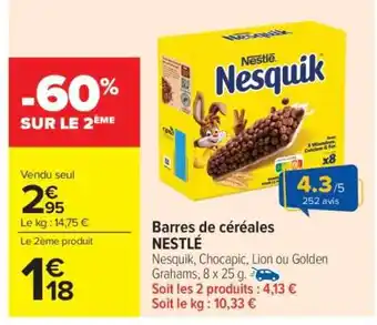 Carrefour Market BARRES DE CÉRÉALES NESTLE offre