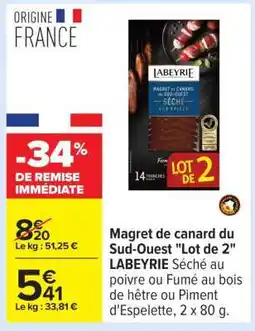 Carrefour Magret de canard du Sud-Ouest Lot de 2 LABEYRIE offre