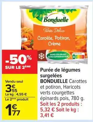Carrefour Purée de légumes surgelées BONDUELLE offre