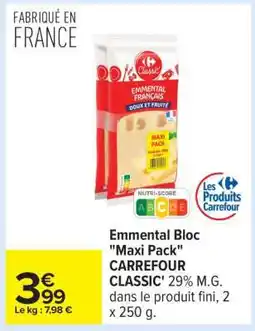 Carrefour Emmental Bloc Maxi Pack offre