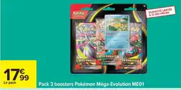 Carrefour Pack 3 boosters Pokémon Méga-Évolution ME01 offre