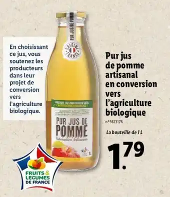 Lidl Pur jus de pomme artisanal en conversion vers l'agriculture biologique offre
