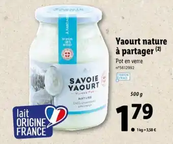 Lidl Yaourt nature à partager offre