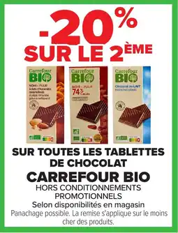 Carrefour CARREFOUR BIO Sur toutes les tablettes de chocolat offre