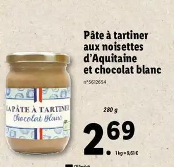 Lidl Pâte à tartiner aux noisettes d'aquitaine et chocolat blanc offre