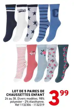 Trafic Lot de 5 paires de chaussettes enfant offre
