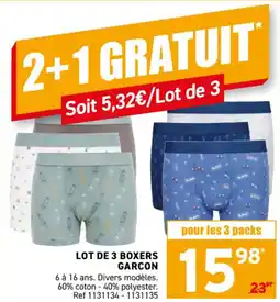 Trafic Lot de 3 boxers garcon offre