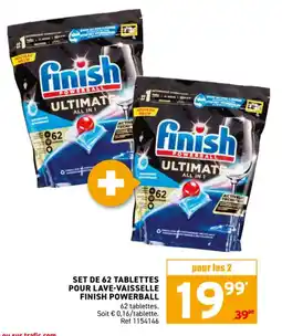 Trafic Set de 62 tablettes pour lave-vaisselle finish powerball offre