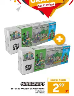 Trafic MINECRAFT Set de 10 paquets de mouchoirs offre
