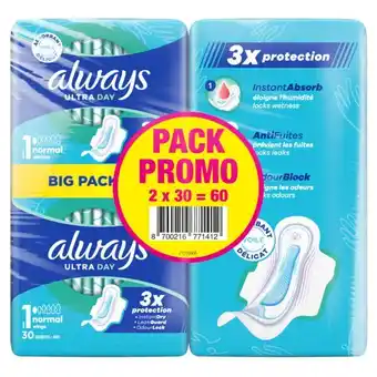Carrefour ALWAYS Protections hygiéniques Pack Promo offre