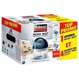 Carrefour RUBSON Absorbeur d'humidité Aéro 360° 20m² + 4 recharges tabs neutre Aéro 360° offre