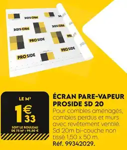 Tout faire matériaux PROSIDE Écran Pare-Vapeur SD 20 offre