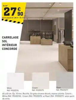Tout faire matériaux Carrelage Sol Intérieur Concorde Cream offre