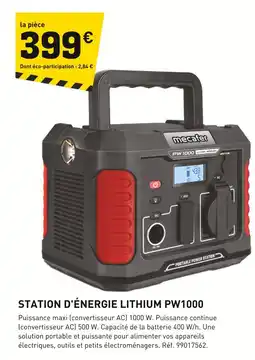 Tout faire matériaux MECAFER Station d'énergie Lithium PW1000 offre
