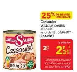METRO William saurin - cassoulet offre