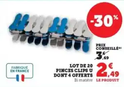 Super U Lot de 20 pinces clips u offre
