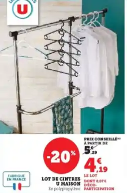 Super U Lot de cintres u maison offre