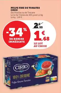 U Express Pulpe fine de tomates cirio offre