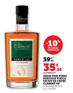 U Express Rhum tres vieux agricole vieilli en fut de chene clement 40° offre
