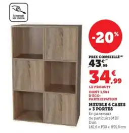 Hyper U Meuble 6 cases + 3 portes offre