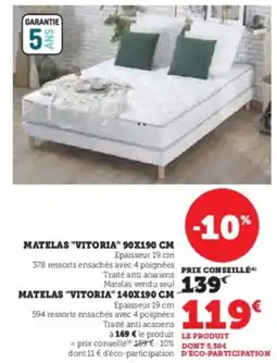Hyper U Matelas "vitoria" 90x190 cm offre