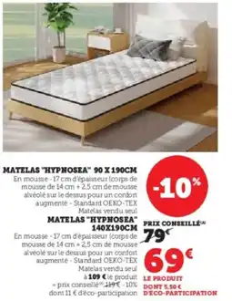 Hyper U Matelas "hypnosea" 90 x 190cm offre