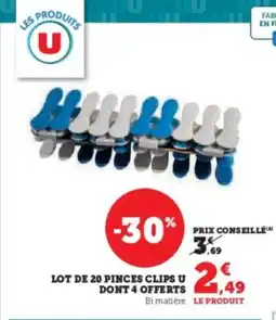 Hyper U Lot de 20 pinces clips u dont 4 offerts offre