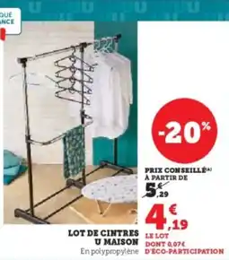 Hyper U Lot de cintres u maison offre