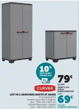 Hyper U CURVER Lot de 2 armoires haute et basse offre